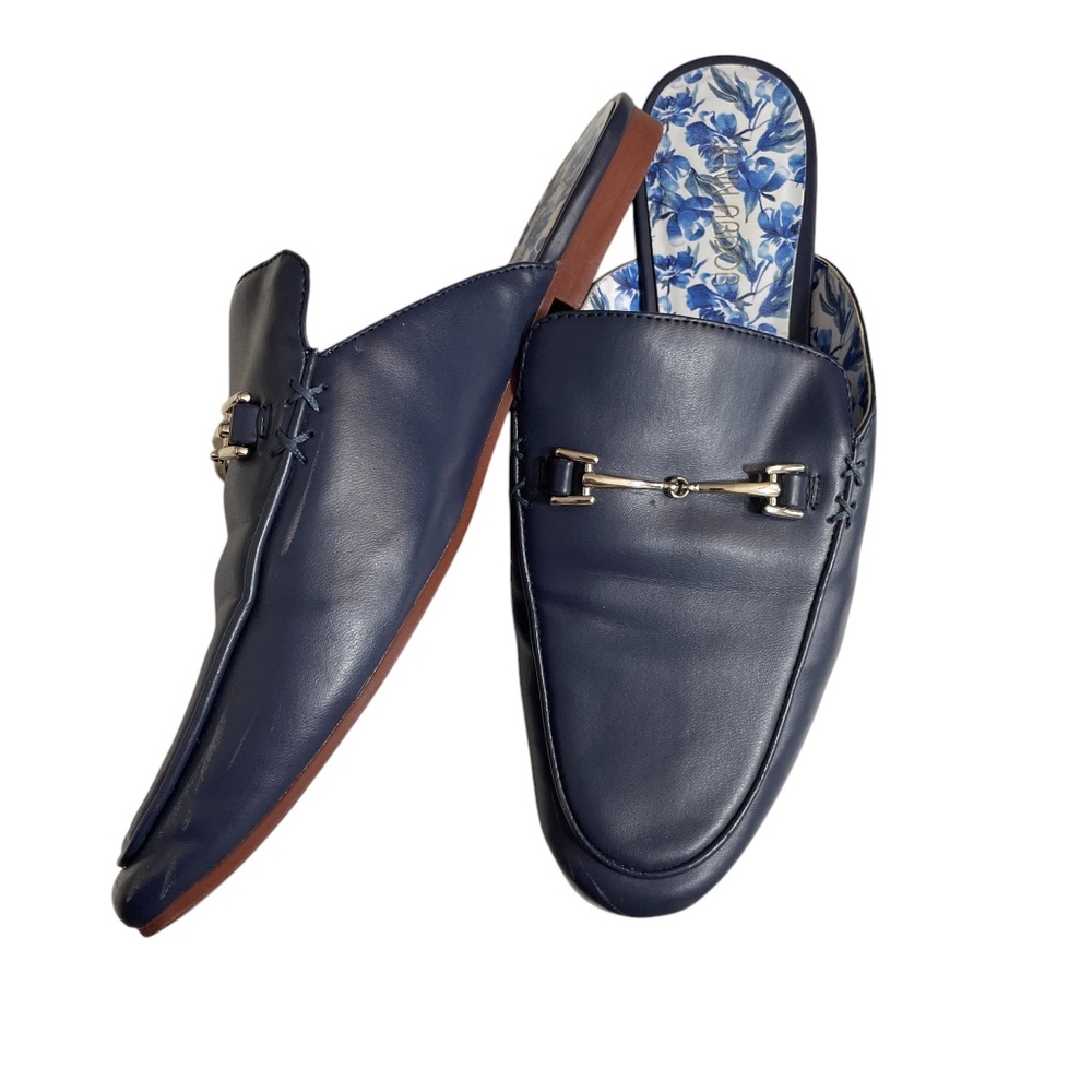 Jenn Ardor Navy Slides 7 1/2 M 3/4 Inch Heel Mules Slip‎ On